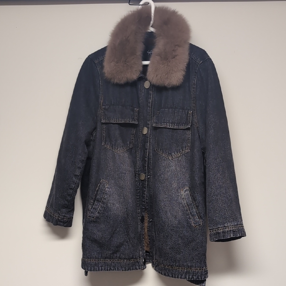 TaylorMade Denim Jacket with Brown Faux Fur Collar